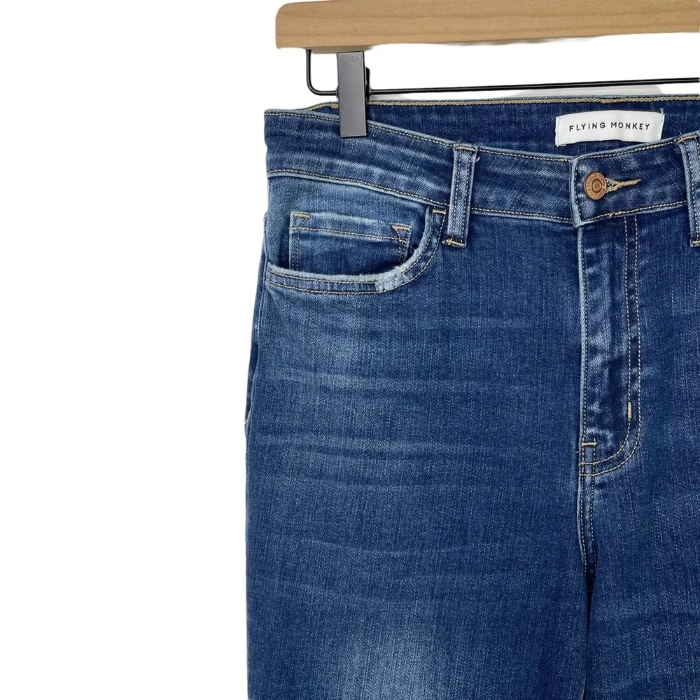 Flying Monkey High Rise Side Slit Released Hem Flare Jeans Deep Love Size 29 - Picture 6 of 13